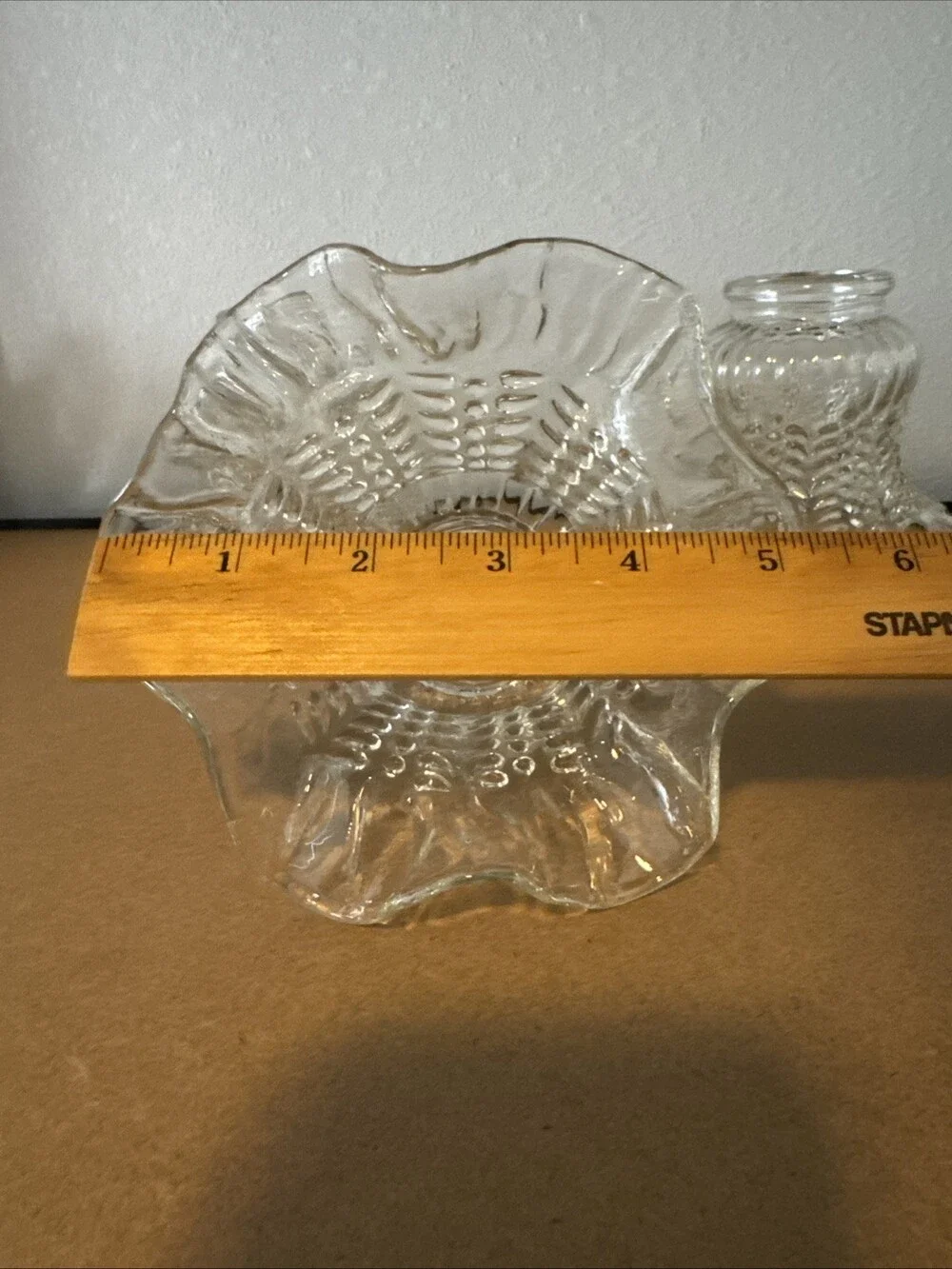 Vintage Ruffled Lamp Shades Pressed Glass Replacement 1900s Mcm Art Deco Estate